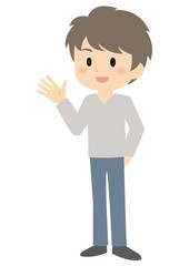 手を振る男性