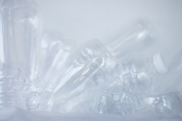 water bottles  isolated on white background, Plastic production and processing concept.