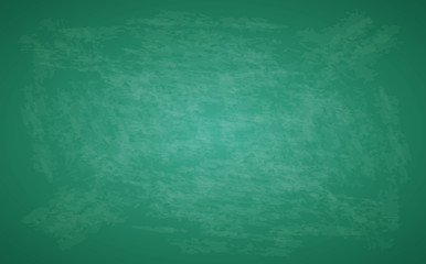 Green vintage background. Chalkboard backdrop. Rubbed out dirty chalkboard. Empty school green chalkboard for classroom or restaurant menu. Vector template blackboard for design 