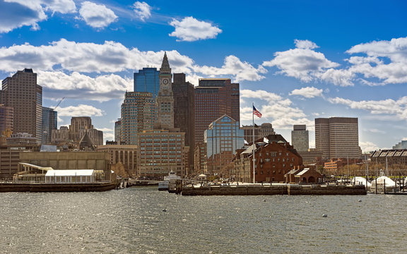 Long Wharf with Skyscrapers with Custom House and Financial District