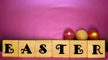Lent Season,Holy Week and Good Friday concepts - word easter on wooden blocks with easter eggs...