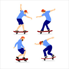 Skateboarder Illustration Vector Design Set