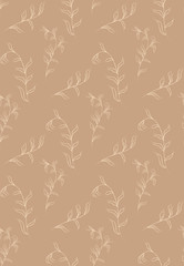 Vector Colorful Hand Drawn Line Drawing Doodle Floral Seamless Pattern with Wildflowers, Plants, Branches, Leaves. Design Elements Illustration. Branding. Swatch