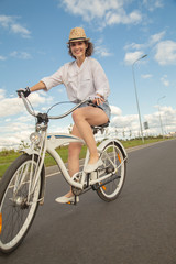 girl moves by bicycle