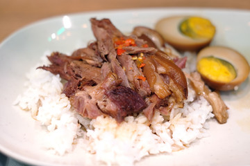 barbecue pork boiled rice with egg