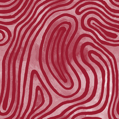 Burgundy abstract striped watercolor seamless pattern inspired by tribal body paint. Raster.
