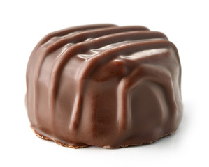 chocolate praline on white background