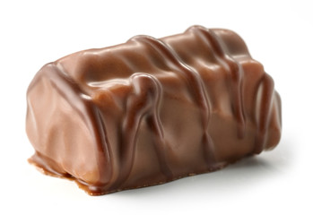 chocolate praline on white background