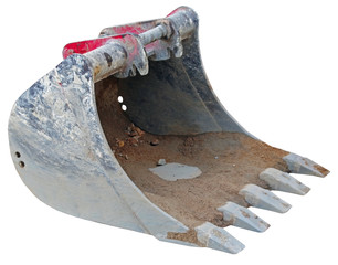Crawler excavator bucket on white background