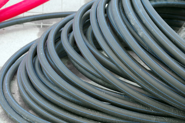 black plastic pipes for water supply