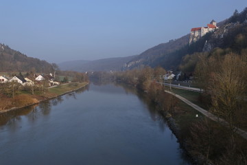 Fototapeta na wymiar Altmühltal with Prunn Castle in the morning
