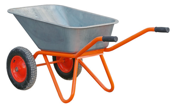 Garden wheelbarrow cart isolated on white