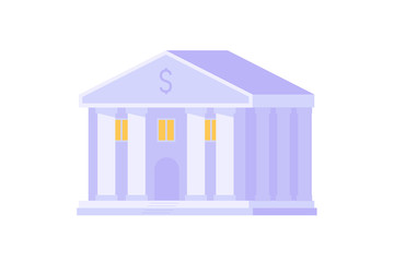 Saving money in bank. Bank building. Concept of transfer money, banking, mobile bankig service. Vector illustration in flat design for UI, web banner, landing page