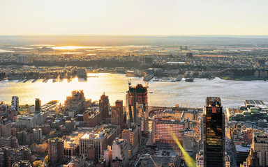 Aerial view to Manhattan West NY and NJ America