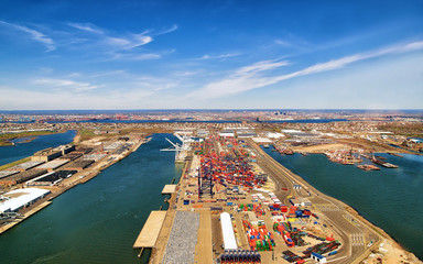 Aerial view on global container terminal in Bayonne