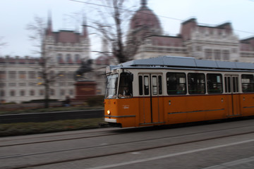 Plakat old tram in Budapest 