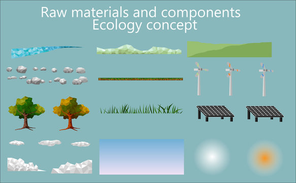 Raq materials and components. For Ecology concept polygon vector illustration.