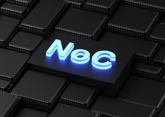 NoC acronym (Network on a chip) © Сake78 (3D & photo)