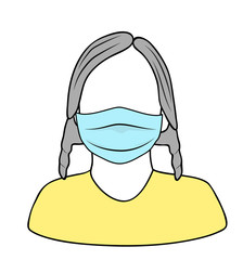 girl in a bandage against flu. danger of respiratory illness. medical prophylaxis. vector illustration.