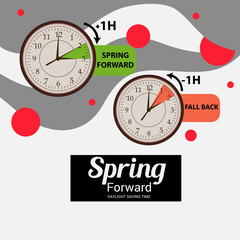 Vector illustration of a Background for Daylight Saving Time Summer Fall Back and Spring Forward.