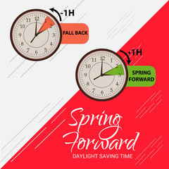 Vector illustration of a Background for Daylight Saving Time Summer Fall Back and Spring Forward.