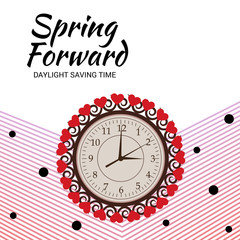 Vector illustration of a Background for Daylight Saving Time Summer Fall Back and Spring Forward.