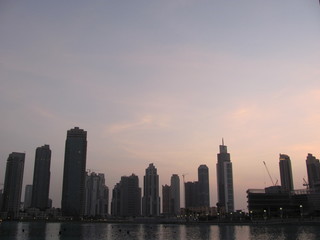 Fototapeta na wymiar Dubai skyline at sunset