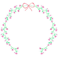 Purple Watercolor Floral Wreaths and ribbon