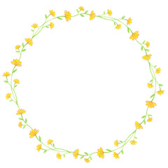 Graceful Watercolor Illustration Of Yellow Flowers Wreath
