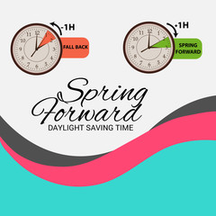 Vector illustration of a Background for Daylight Saving Time Summer Fall Back and Spring Forward.