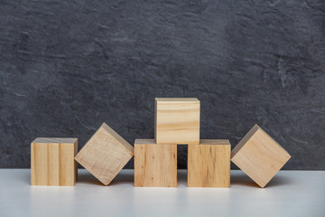 six wooden blocks 