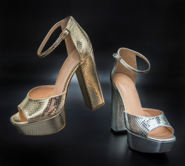 female shoes isolated on black background