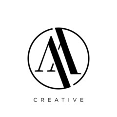 aa circle logo design vector  - obrazy, fototapety, plakaty