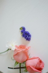 Beautiful Flowers on a white Table, Background