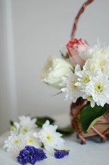 Beautiful Flowers on a white Table, Background