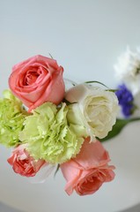 Beautiful Flowers on a white Table, Background