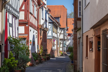Fototapeta na wymiar historic half-timbered houses in german small town