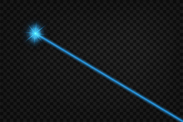 Abstract blue laser beam. Isolated on transparent black background. Vector stock illustration
