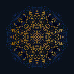 luxury decoration of mandala flowers with shiny gold color