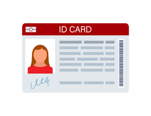 ID Card on white background. Flat design style. Vector illustration.