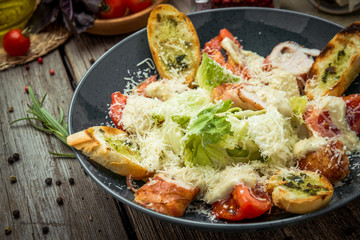 Healthy Grilled Chicken Caesar Salad with Cheese