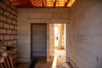 Brick walls and doors in the room