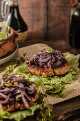 Minced meat steak grilled