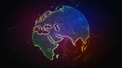Connection lines Around Earth Globe, Futuristic Technology Background with Light Effect. Elements of this image furnished by NASA 3D illustration.