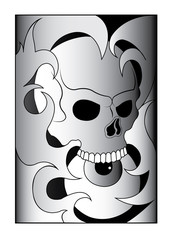 Art Skull Tattoo. Hand drawing and graphic vector.