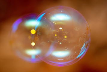 Beautiful soap bubbles fly
