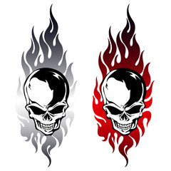 The illustration which combined a flame with the skull,