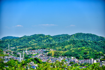 Fototapeta na wymiar View from Kinugasa park in Yokosuka, Japan.