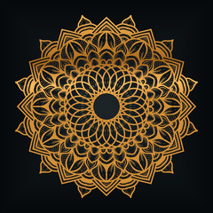 luxury decoration of mandala flowers with shiny gold color