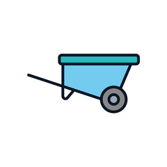 Isolated wheelbarrow tool line fill style icon vector design